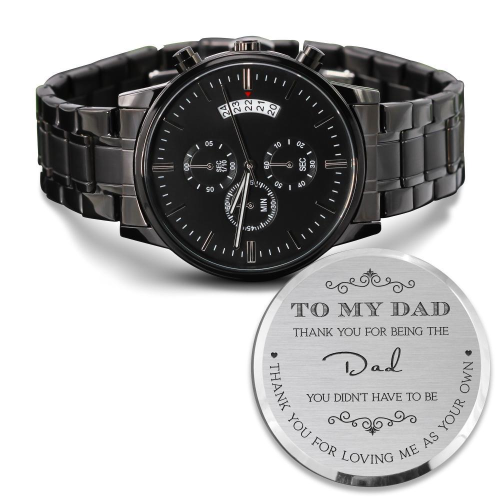 CardWelry StepDad Watch Fathers Day Gift from Step Son Daughter to My Step Dad Gift of You Stainless Steel Engraved Watch with Gift Box Jewelry