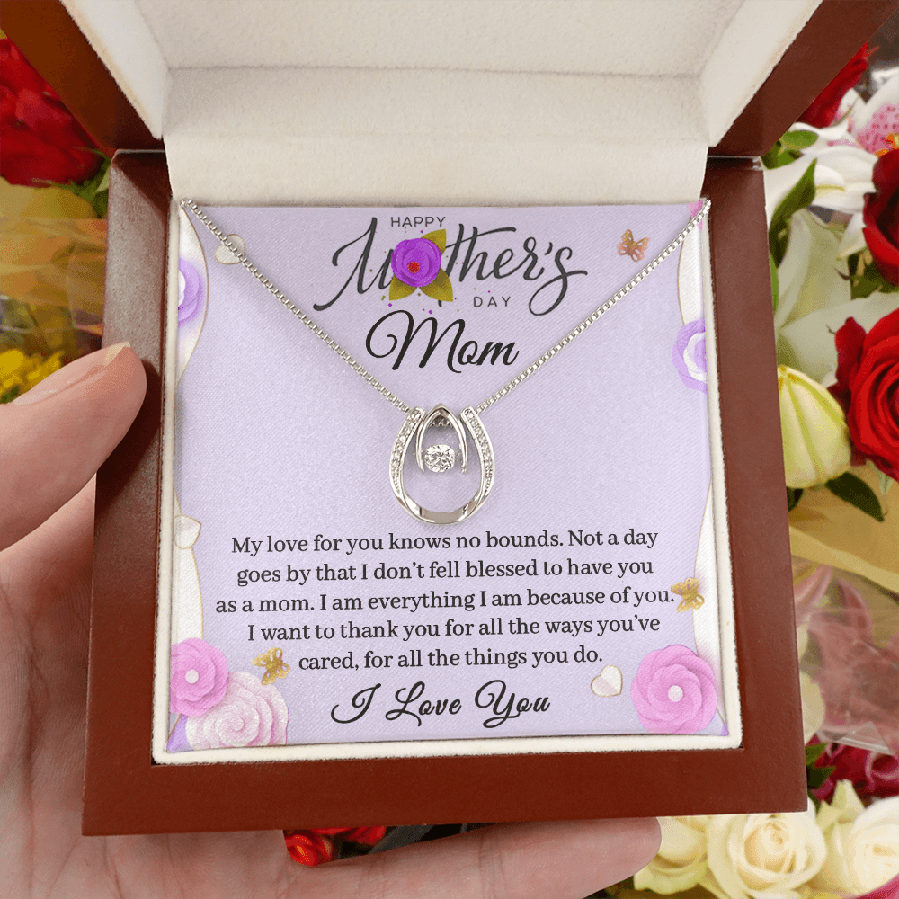 CardWelry To Mom Mother’s Day Gift, To My Mom Gift, Mother's Day Gift Happy Mother’s Day Necklace Gift For Mom Jewelry Mahogany Style Luxury Box with LED