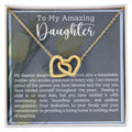 CARDWELRYJewelryTo My Amazing Daughter, I Am Proud Inter Locking Heart CardWelry Gift