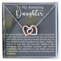 CARDWELRYJewelryTo My Amazing Daughter, I Am Proud Inter Locking Heart CardWelry Gift