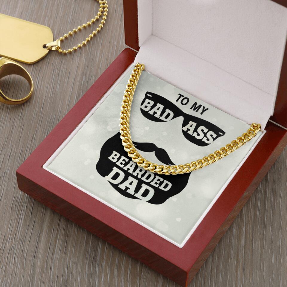 CardWelry To My Bad Ass Bearded Husband Cuban Link Chain Necklace Customizer