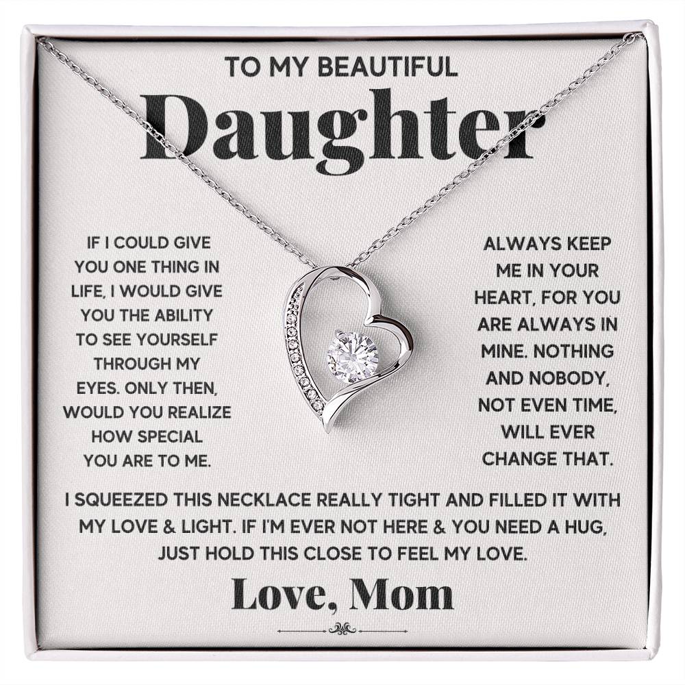 CARDWELRYJewelryTo My Beautiful Daughter, Just Hold This To Feel My Love White Gold Forever Love Necklace