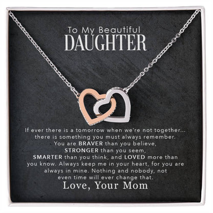 CARDWELRYJewelryTo My Beautiful Daughter, You Are Braver Than You Believe - Interlocking Hearts Necklace