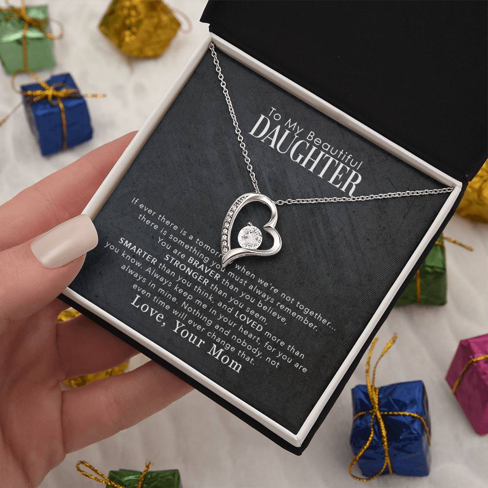 CARDWELRYJewelryTo My Beautiful Daughter, You Are Braver Than You Believe White Gold Forever Love Necklace