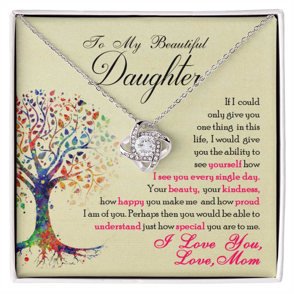 CARDWELRYJewelryTo My Beautiful Daughter, You Are Special To Me Love Knot Necklace Gift