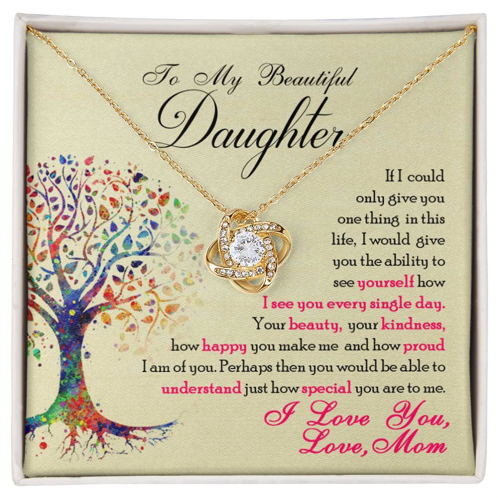 CARDWELRYJewelryTo My Beautiful Daughter, You Are Special To Me Love Knot Necklace Gift