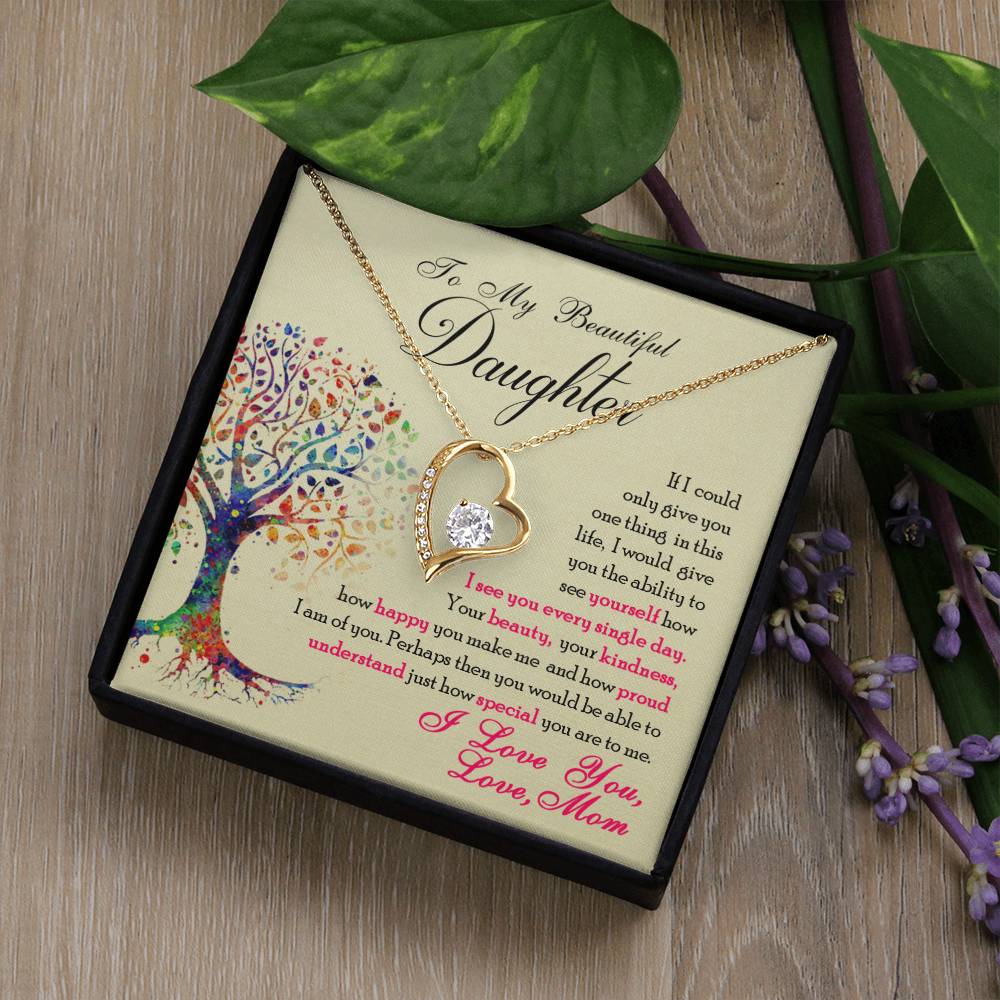 CARDWELRYJewelryTo My Beautiful Daughter, You Are Special To Me White Gold Forever Love Necklace