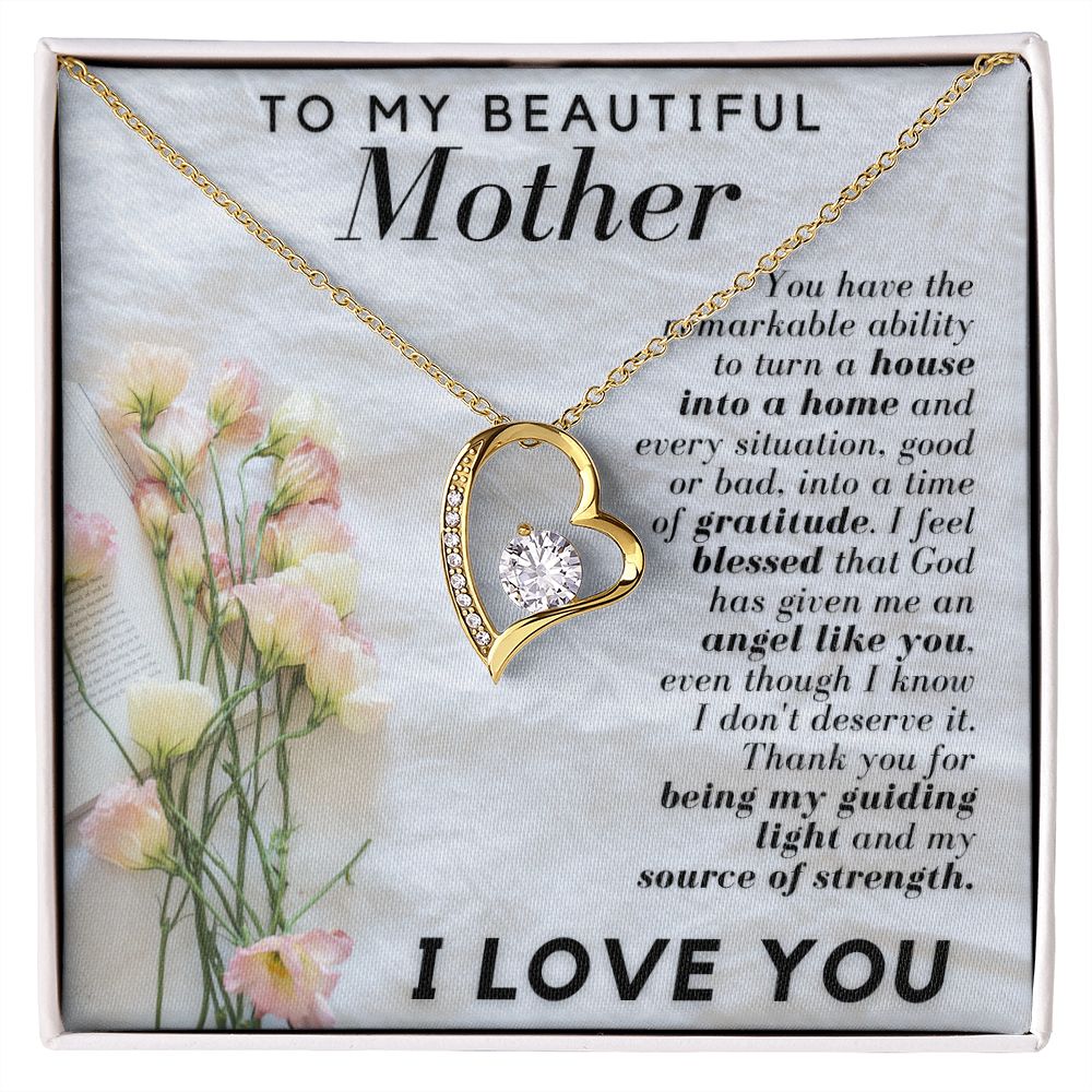 CARDWELRYJewelryTo My Beautiful Mom, White Gold Forever Love CardWelry Necklace