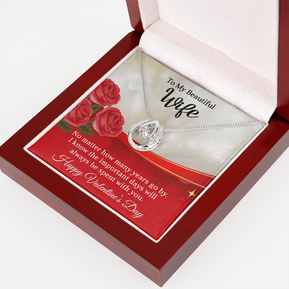 CardWelry To My Beautiful Wife, Happy Valentine's Pendant Necklace Message Card Jewelry