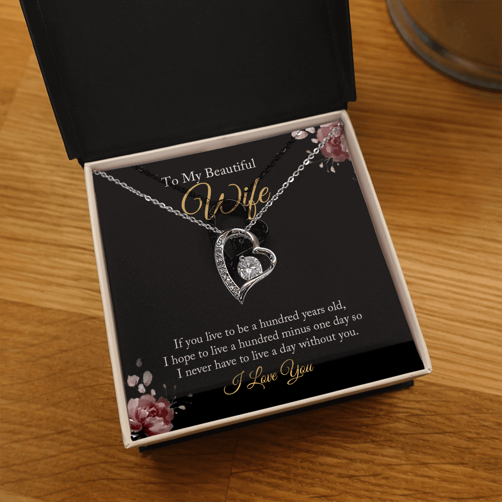 CardWelry To my Beautiful Wife Necklace form Husband, Anniversary gifts for Her, Husband gift to Wife Birthday Jewelry