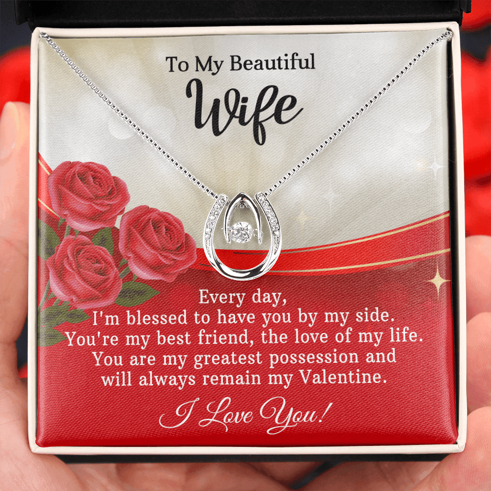 CardWelry To My Beautiful Wife Necklace Gift from Husband, You are my greatest possession and will always remain my Valentine. Jewelry Standard Box