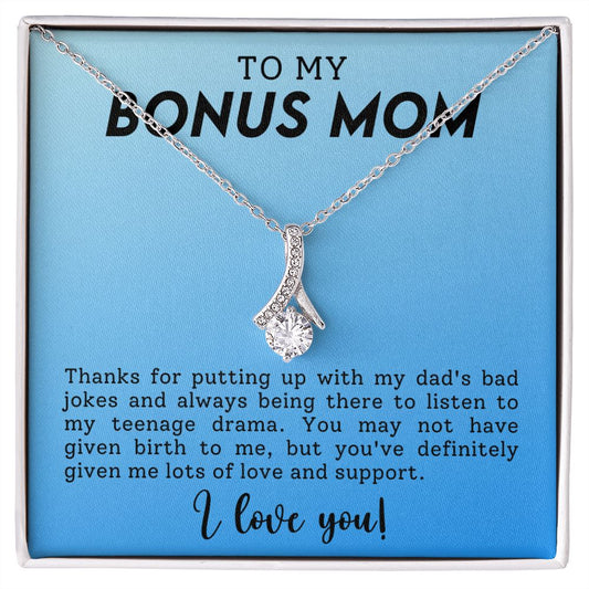 CARDWELRYJewelryTo My Bonus Mom, Thanks for Putting Up With My Dad Alluring Beauty CardWelry Gift