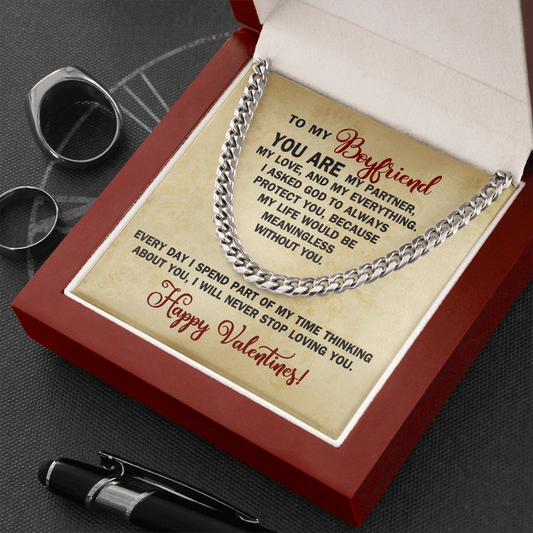 CardWelry To My Boyfriend Valentine Gift from Girlfriend, Romantic Valentine Card with Necklace for Him Jewelry