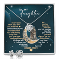 CardWelry To My Daughter - I think about you - Earring & Necklace Gift Set for Daughter from Mom Jewelry Standard Box