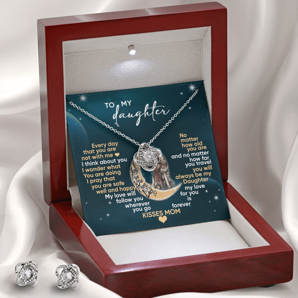 CardWelry To My Daughter - I think about you - Earring & Necklace Gift Set for Daughter from Mom Jewelry