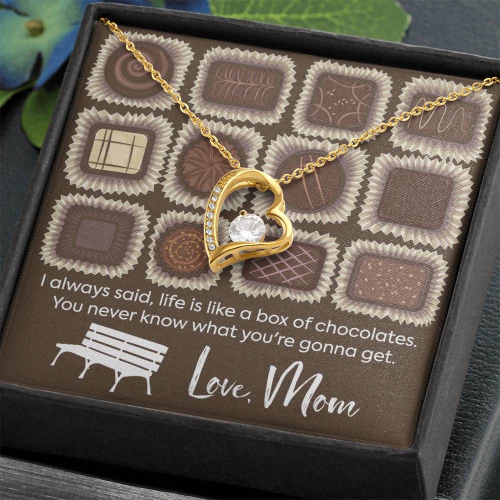 CARDWELRYJewelryTo My Daughter, Life is Like a Box of Chocolates... Love, Mom White Gold Forever Love Necklace