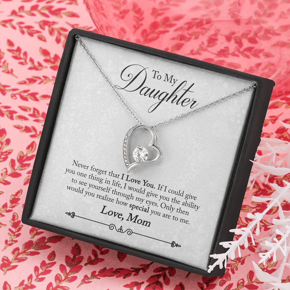 CardWelry To My Daughter Love Necklace Gift from Mom - Never forget that I Love You. Necklace for Daughter Gift from Mom Jewelry