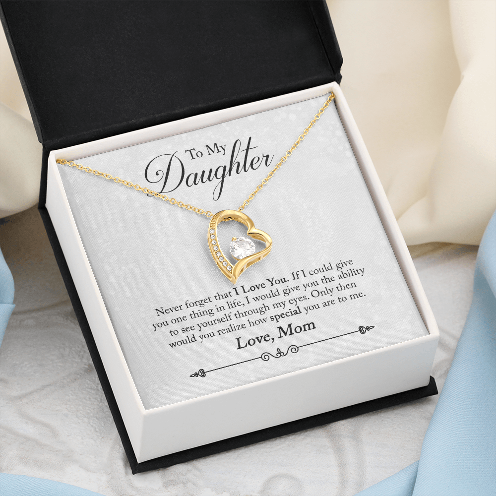CardWelry To My Daughter Necklace Gift from Mom, Never forget that I Love You Necklace for Daughter Gift from Mom Jewelry