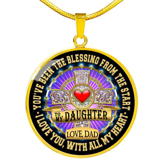 CardWelry "TO MY DAUGHTER" YOU'VE BEEN THE BLESSING FROM THE START I LOVE YOU WITH ALL MY HEART- LOVE, DAD Jewelry Luxury Necklace (Gold) No