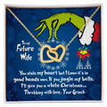 CardWelry To My Future Wife Funny Grinch You Stole My Heart Christmas Card Gift for Fiancé Necklace Gift Jewelry 18K Yellow Gold Finish Standard Box