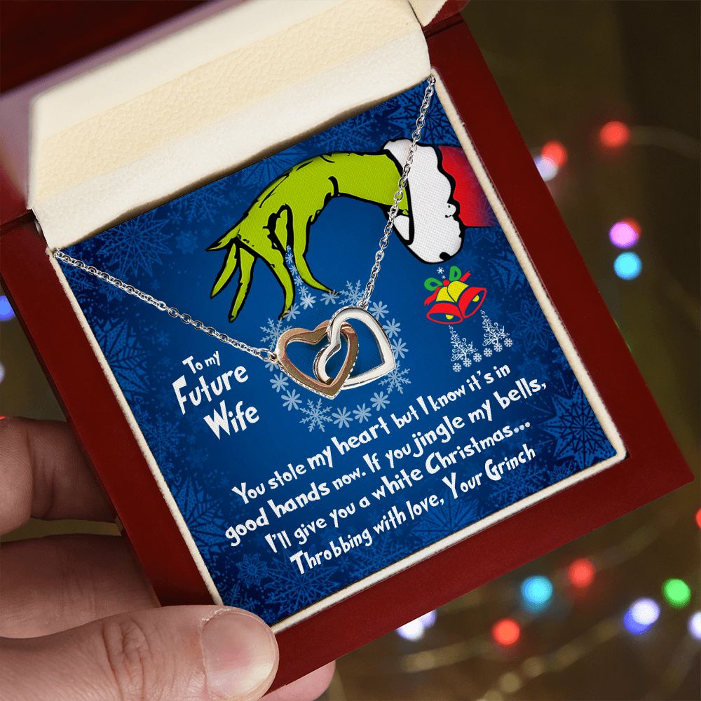 CardWelry To My Future Wife Funny Grinch You Stole My Heart Christmas Card Gift for Fiancé Necklace Gift Jewelry