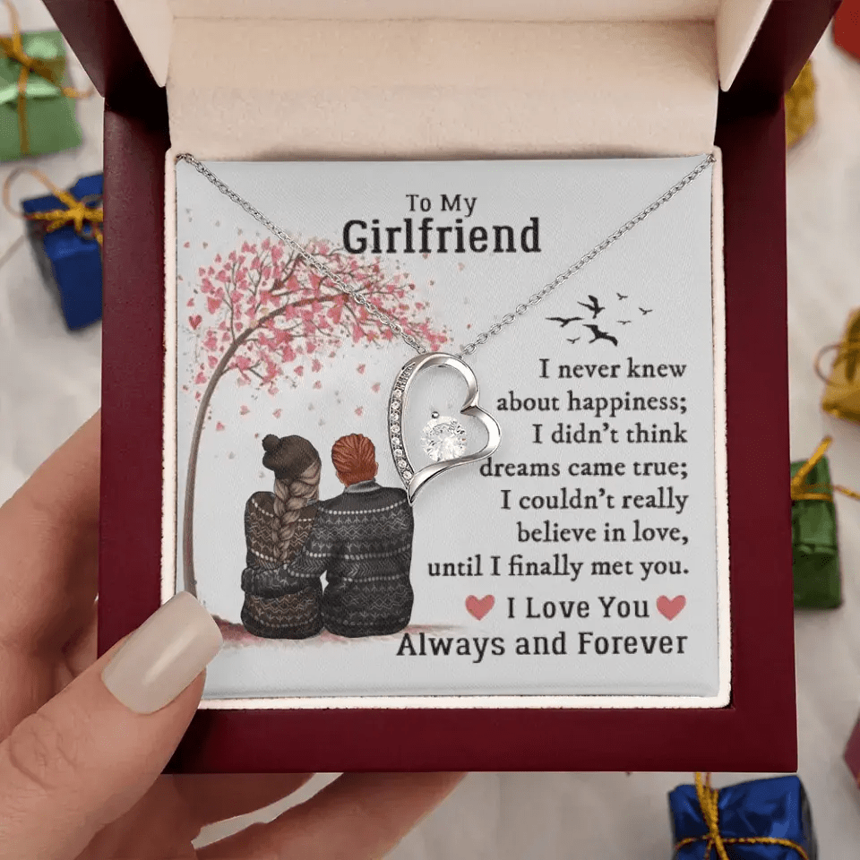 CARDWELRYCustomizerTo My Girlified Forever Love Necklace Gift Personalized Message Card, Girlfriend Gifts for Christmas