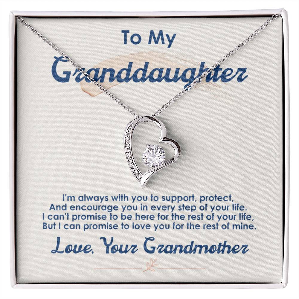 CARDWELRYJewelryTo My Granddaughter, I Love You For The Rest Of My Life White Gold Forever Love Necklace