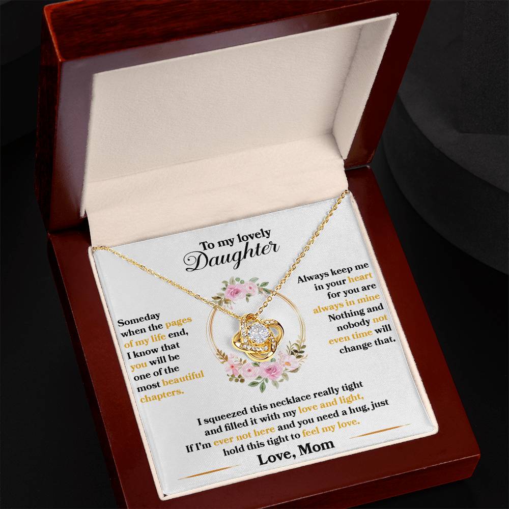 CARDWELRYJewelryTo My Lovely Daughter, Hold This Tight To Feel My Love Love Knot Necklace Gift