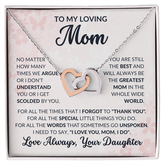CARDWELRYJewelryTo My Loving Mom, For All The Time I Forgtot to Thank You Inter Locking Heart CardWelry Gift