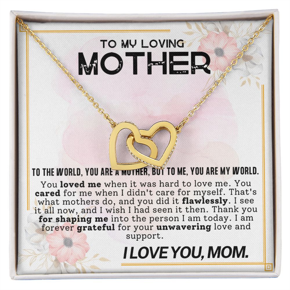 CARDWELRYJewelryTo My Loving Mother, You Are My World Inter Locking Heart CardWelry Gift