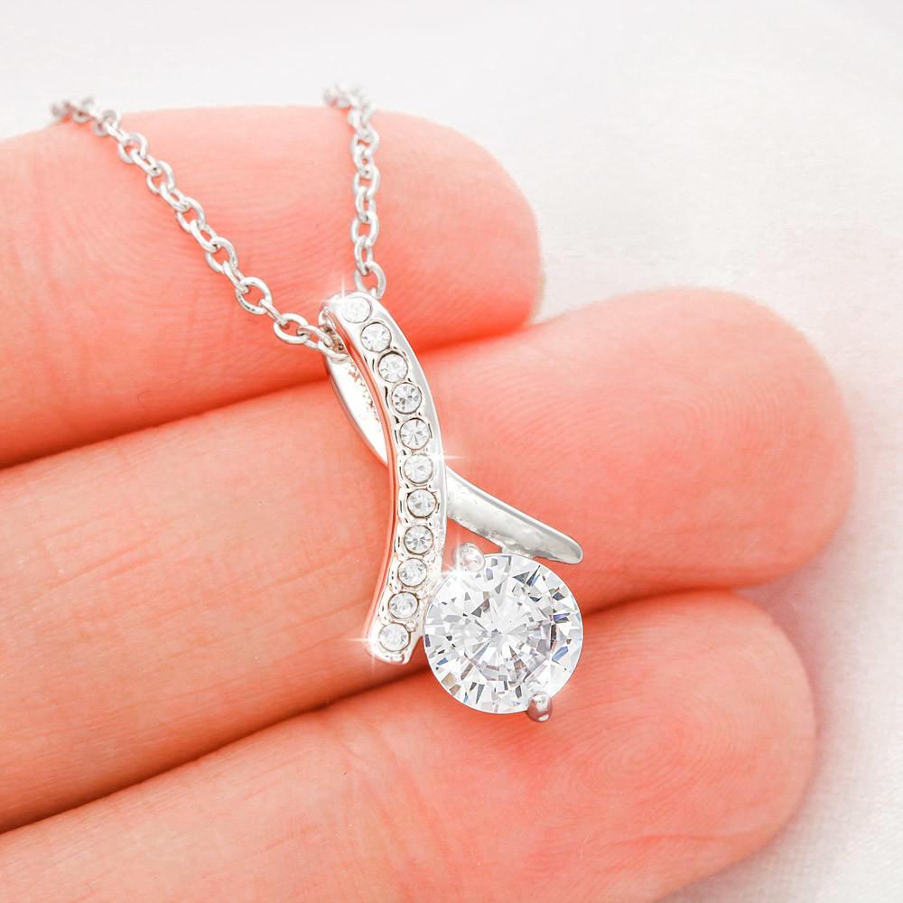 CardWelry To my Mom, You are my Life, I am Forever Grateful Alluring Beauty Ribbon Shaped Pendant Necklace Jewelry