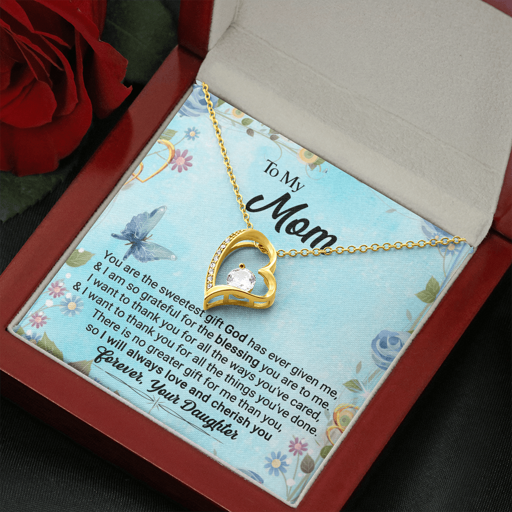 CardWelry To My Mom, You Are The Sweetest Gift God God Has Ever Given Me, Love Always, Your Daughter Forever Love Necklace Jewelry