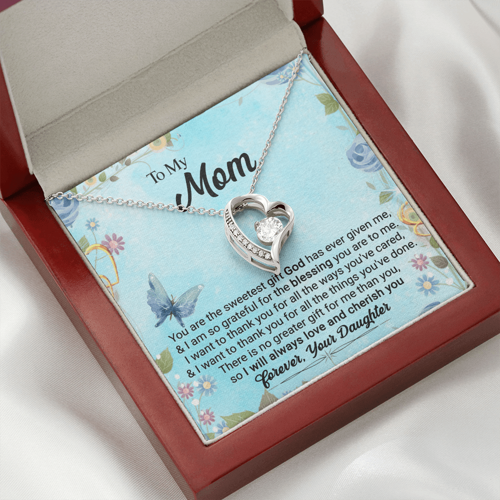CardWelry To My Mom, You Are The Sweetest Gift God God Has Ever Given Me, Love Always, Your Daughter Forever Love Necklace Jewelry