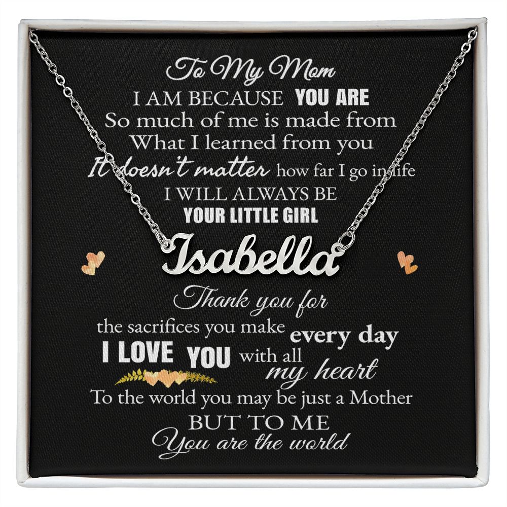 CardWelry To My Mom You Are The World Custom Name Necklace with Message Card Gift from Daughter Jewelry Polished Stainless Steel Standard Box