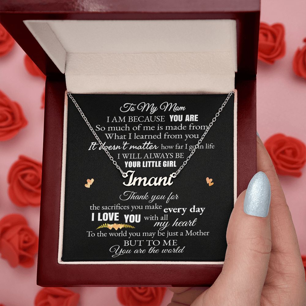 CardWelry To My Mom You Are The World Custom Name Necklace with Message Card Gift from Daughter Jewelry