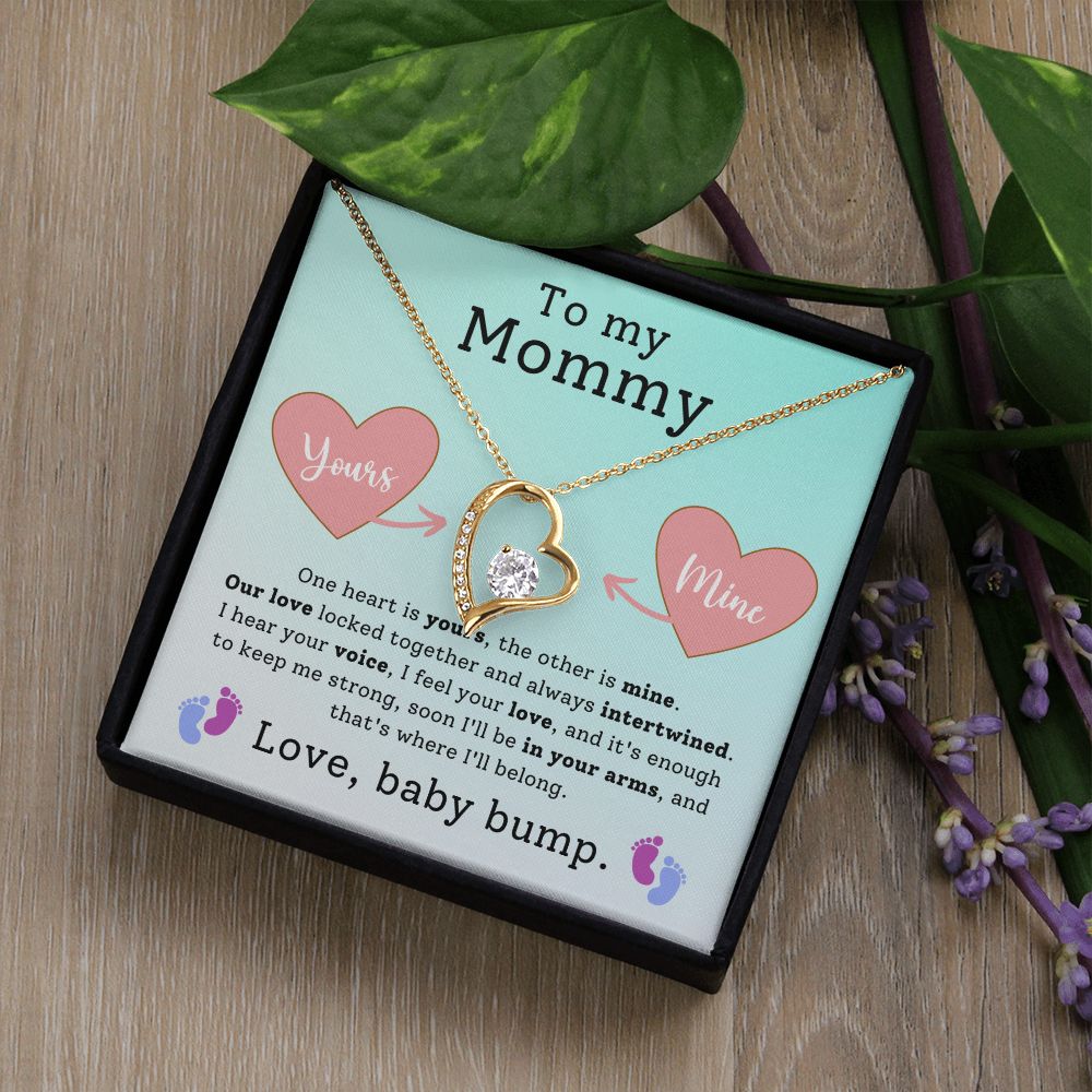 CARDWELRYJewelryTo My Mommy, Love Baby Bump, White Gold Forever Love CardWelry Necklace