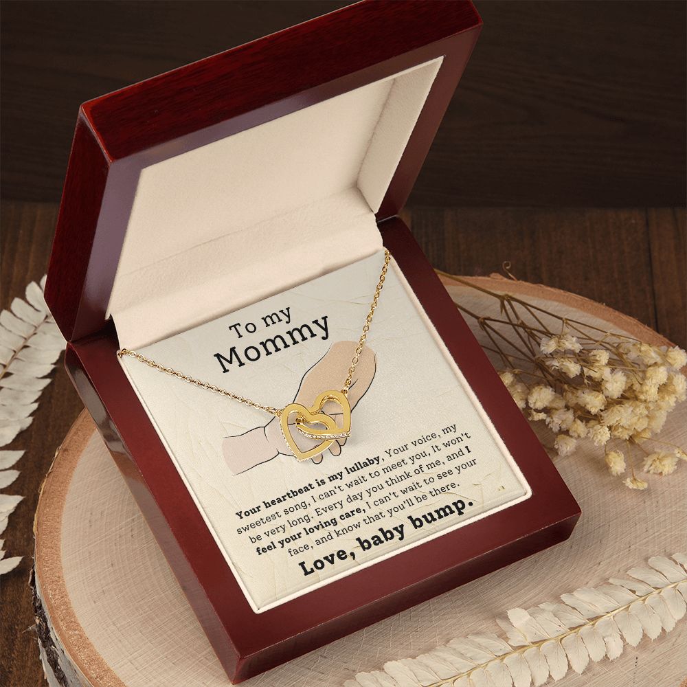 CARDWELRYJewelryTo My Mommy, Your Heartbeat Is My Lullaby Inter Locking Heart CardWelry Gift