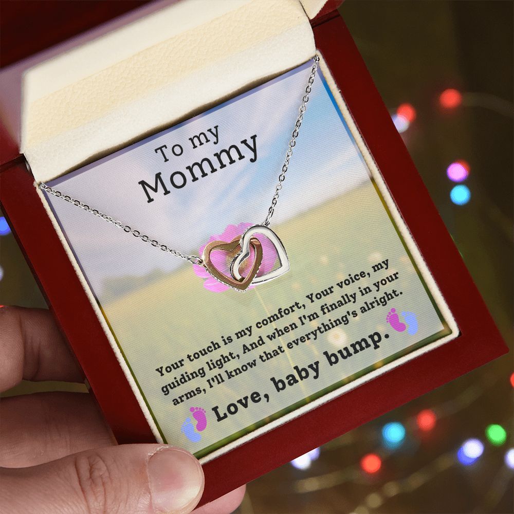 CARDWELRYJewelryTo My Mommy, Your Touch Is My Comfort Inter Locking Heart CardWelry Gift