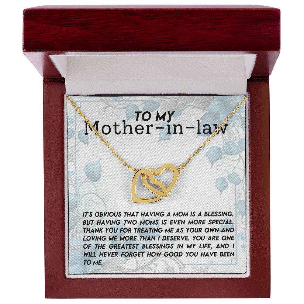 CARDWELRYJewelryTo My Mother-In-Law, I will Never Forget Inter Locking Heart CardWelry Gift