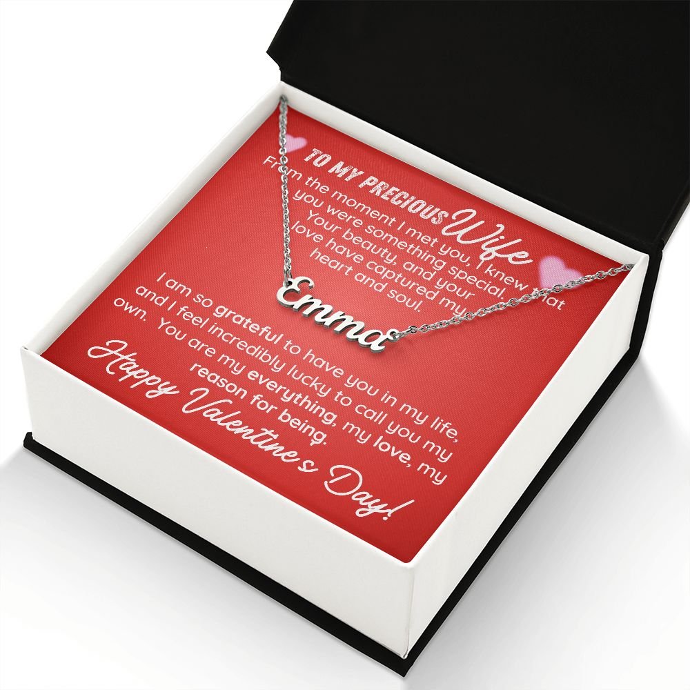 CardWelry To My Precious Wife Happy Valentine's Day Name Necklace Gift Jewelry