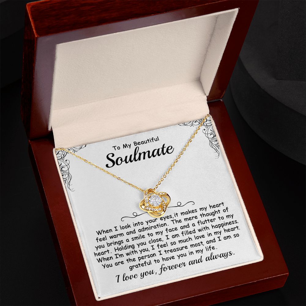 CardWelry To My Soulmate, Love Knot Necklace, When I look into your eyes Jewelry