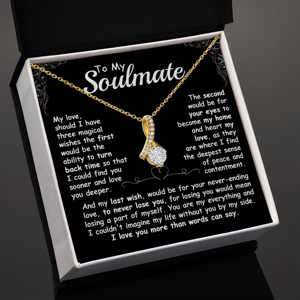 CardWelry To my Soulmate, Should I have three magical Wishes Alluring Beauty Necklace Gift for her Jewelry