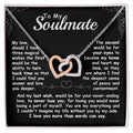CardWelry To my Soulmate, Should I have three magical Wishes Interlocking Heart Necklace Gift for her Jewelry Polished Stainless Steel & Rose Gold Finish Standard Box