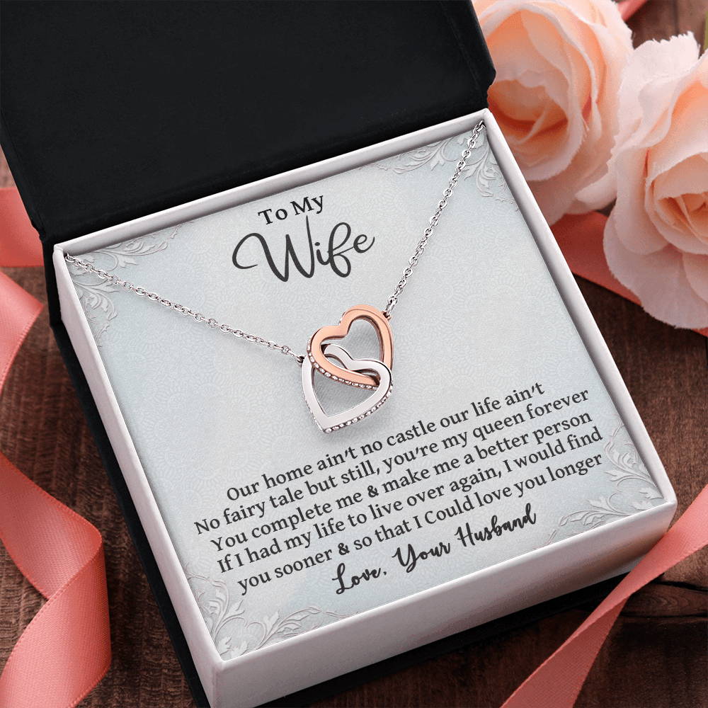 CardWelry To My Wife Double Heart Necklace, Anniversary Gift, Wife Birthday Gift for Her Jewelry