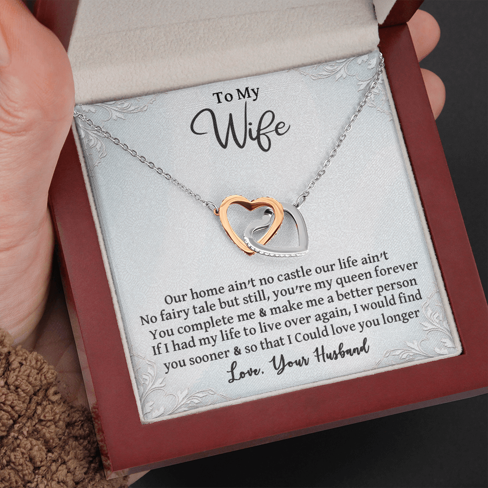 CardWelry To My Wife Double Heart Necklace, Anniversary Gift, Wife Birthday Gift for Her Jewelry