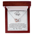 CardWelry To My Wife Double Heart Necklace, Anniversary Gift, Wife Birthday Gift for Her Jewelry Mahogany Style Luxury Box (w/LED)
