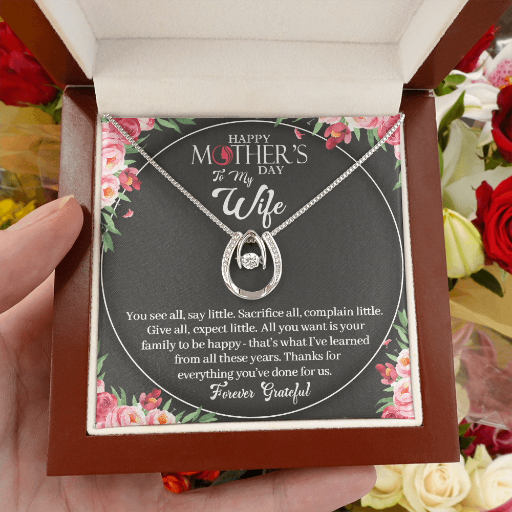 CardWelry To My Wife Happy Mothers Day, Meaningful Mothers Day Necklace Message Card Gift from Husband Jewelry