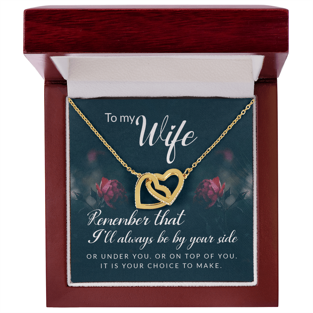 CardWelry To My Wife Interlocking Hearts Necklace Gift for Wife from Husband, Anniversary Gift for Her Jewelry 18K Yellow Gold Finish Luxury Box