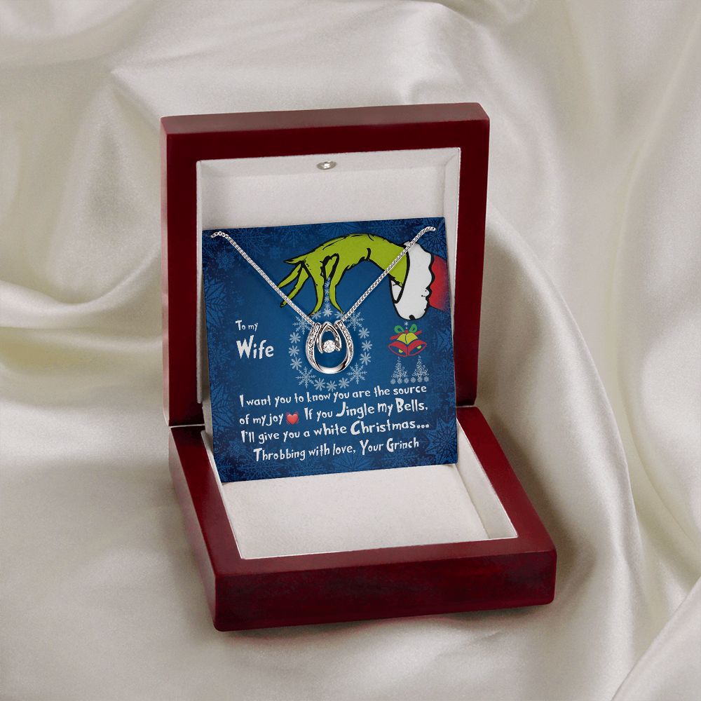 CardWelry To My Wife Necklace, Funny Grinch If you Jingle my Bells Christmas Card Necklace Jewelry