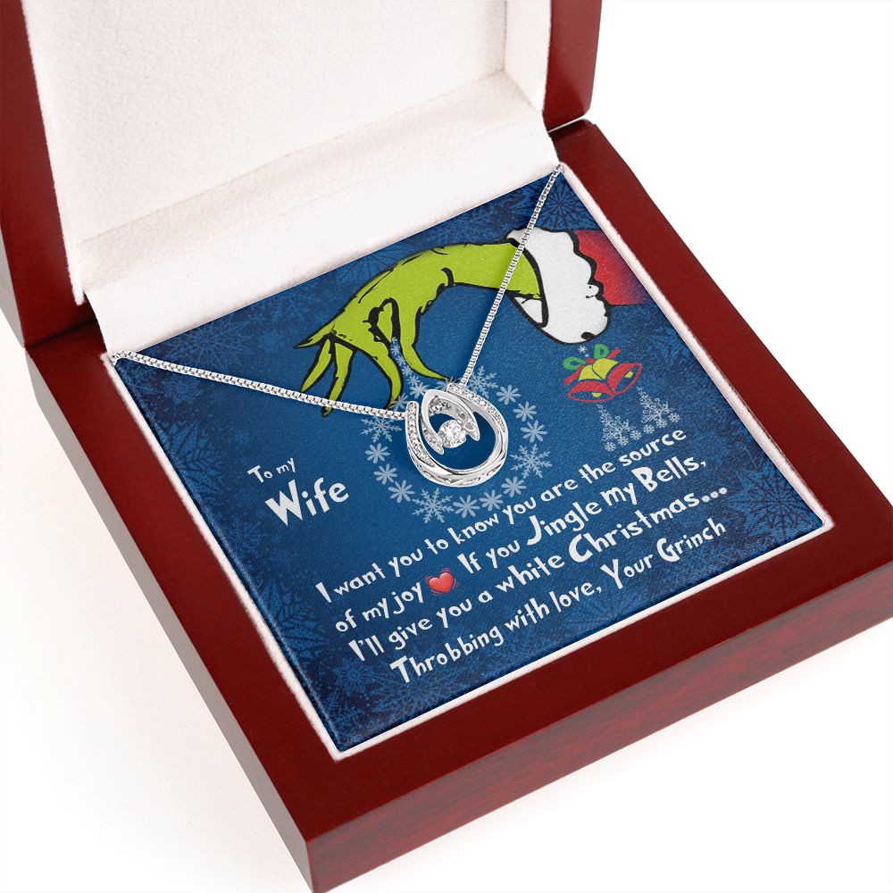 CardWelry To My Wife Necklace, Funny Grinch If you Jingle my Bells Christmas Card Necklace Jewelry